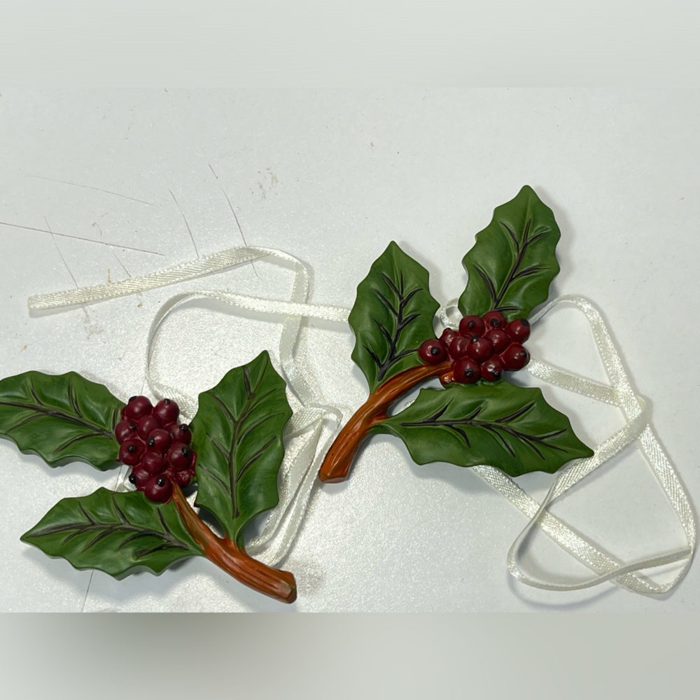 2 Longeberger Holly leaves Basket tie ons